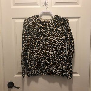 J Crew Leopard Animal Print Crew Neck Sweater Sz M